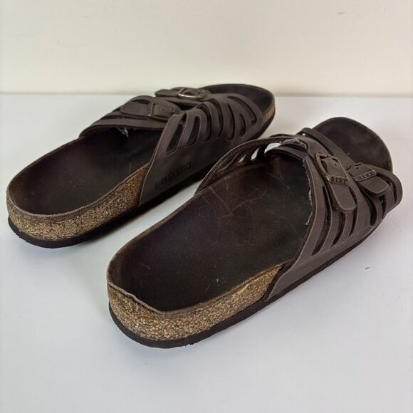 Birkenstock Granada Sandals Brown Leather Cork Footbed Well Worn Distressed ~40 - Picture 15 of 16